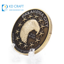 Moneda grabada en relieve del recuerdo de la ciudad de Oklahoma del logotipo 3d sellado del latón del metal por encargo del diseño único